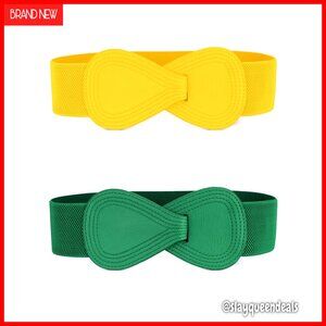 Plus Size Elastic Waist Belt Faux Leather 8-Shaped Buckle Accessory